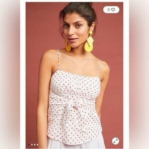 Anthropologie Sophia top by Maeve , white with red dots, size 6, like new cond.